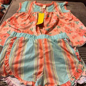 Coral and Blue pajama set